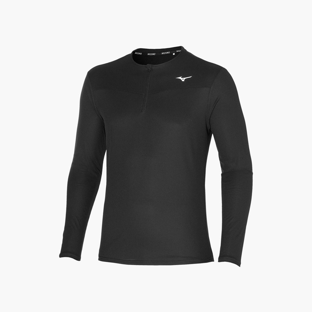 Mizuno DRY AEROFLOW LONG SLEEVE HALF ZIP Svarte | NO_MZN52424