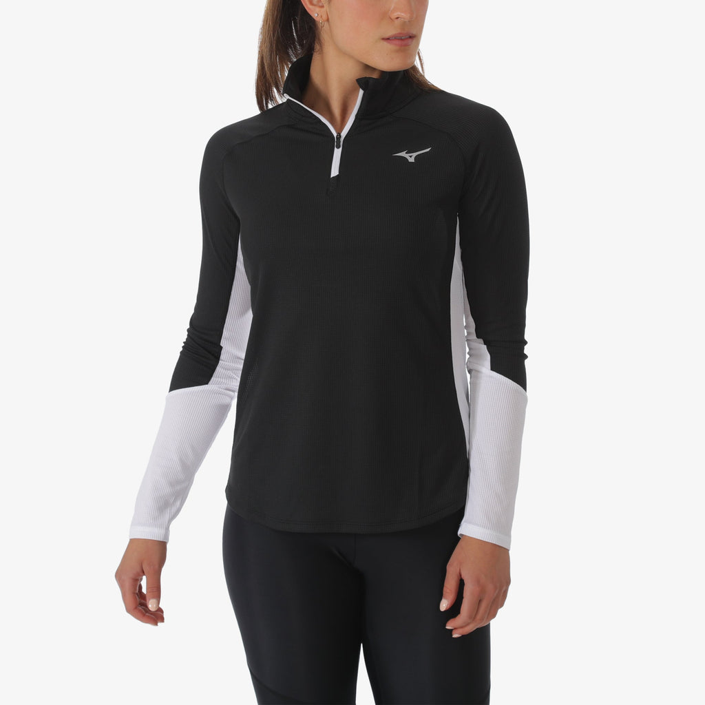 Mizuno DRY AEROFLOW LONG SLEEVE HALF ZIP Svarte | NO_MZN84000